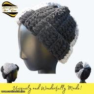 Black & Grey Super Bulky Bernat Hat & Scarf t KCAFC0050