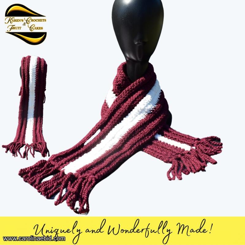 Burgundy and White Scarf KCAFC0034