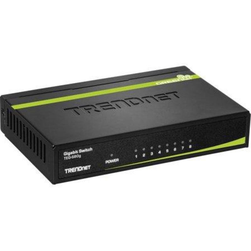 TRENDnet 8-Port Unmanaged Gigabit GREENnet Desktop Metal Switch, Ethernet Splitter